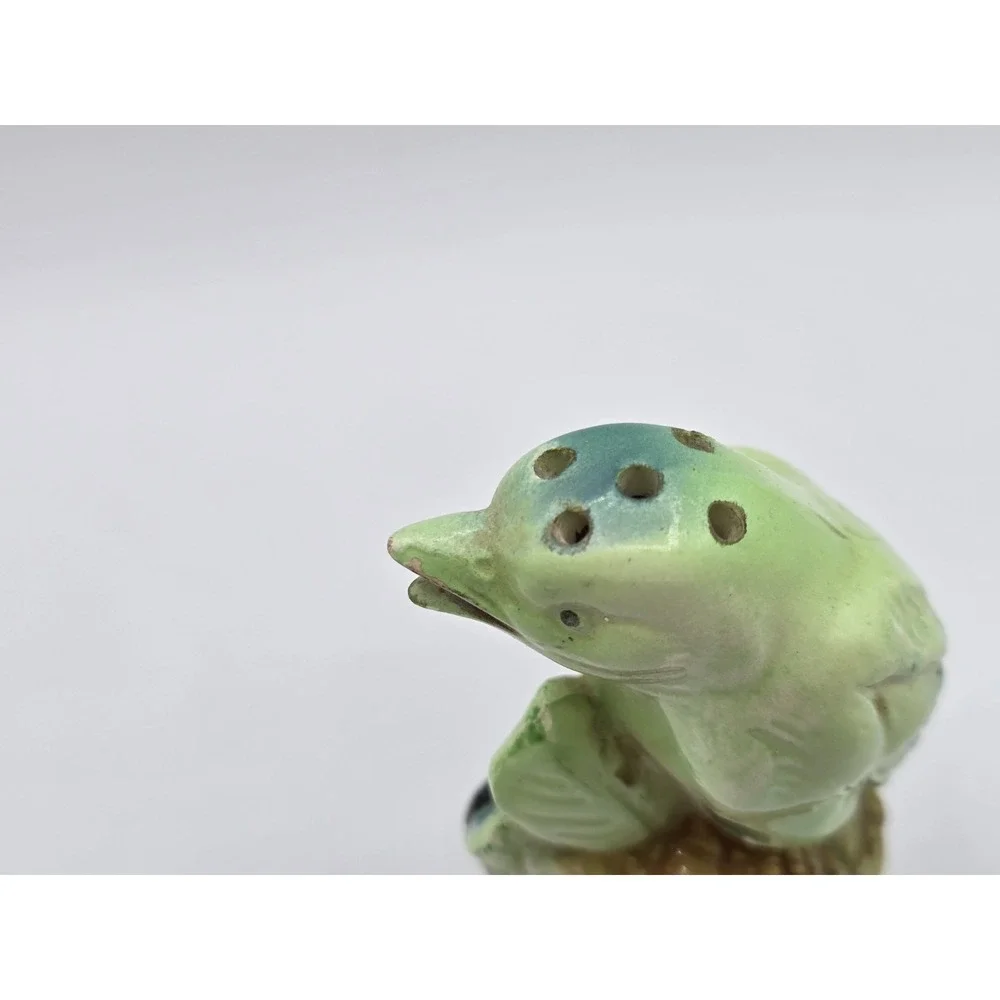 Vintage Bird on Stump Salt and‎ Pepper Shakers Green Chadwick Japan Single